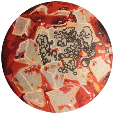 154。ink, acrylic/chinese calligraphy paper diameter: 12 cm &nbsp;-&nbsp;4.72 in